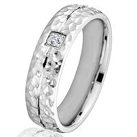 Item # G66764W - 14K White Gold Hammered Diamond Wedding Ring