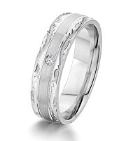 Item # G67190WE - 18K White Gold Carved 0.02 Ct Diamond Wedding Ring