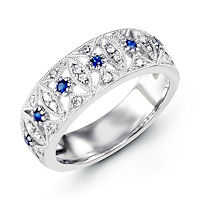 Item # M31757W - 14K White Gold Diamond & Sapphire Ring