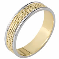 Item # 110451 - 14K Two-Tone Gold Comfort Fit 6mm Handmade Wedding Ring