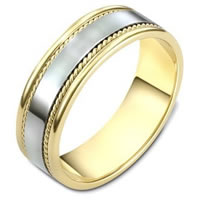 Item # 110541E - Two-Tone Gold Comfort Fit 7mm Handmade Wedding Band