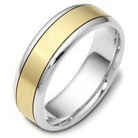 Item # 116451E - 18K Gold Wedding Band Two-Tone Comfort Fit