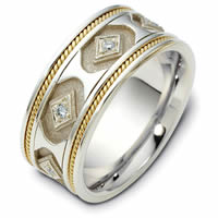 Item # 122281E - 18K Hand Made Gold Diamond Wedding Ring