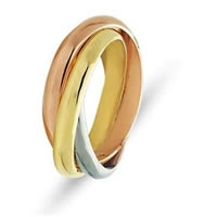 Item # 211181E - 18 Kt Tri-Color Gold Russian Ring Wedding Band