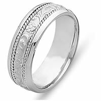 Item # 21491W - 14 Kt White Gold Carved Wedding Band