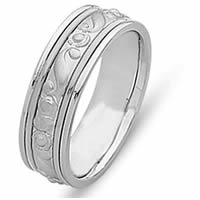 Item # 21493WE - 18 Kt White Gold Hand Crafted Wedding Band