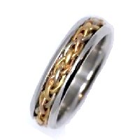 Item # 21520E - Wedding Ring, Two-Tone Gold