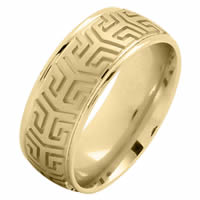 Item # 216137 - 14 Kt Yellow Gold 8.0 MM Carved Wedding Ring