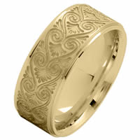 Item # 216146E - 18 Kt Yellow Gold 8.5 MM Carved Wedding Ring