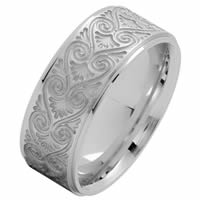 Item # 216146W - 14 Kt White Gold 8.5 MM Carved Wedding Ring