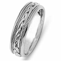 Item # 21646W - 14 Kt White Gold Hand Crafted Wedding Ring