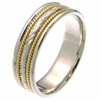 Item # 27541E - 18 Kt Two-Tone Carved Wedding Ring