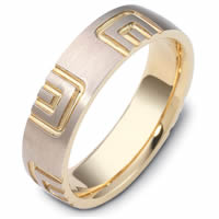 Item # 47493E - Two-Tone Carved Wedding Ring