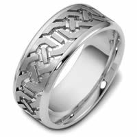 Item # 47542PP - Platinum Contemporary Carved Wedding Ring