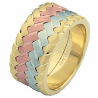 Item # 687141021E - 18 Kt Tri-Color Wedding Ring