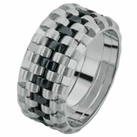 Item # 6873403W - 14 K White Gold & Black Rhodium Wedding Ring