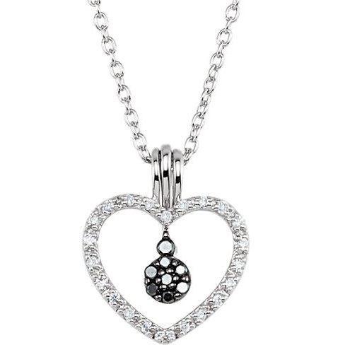 S75633AG Black and White Diamond Heart