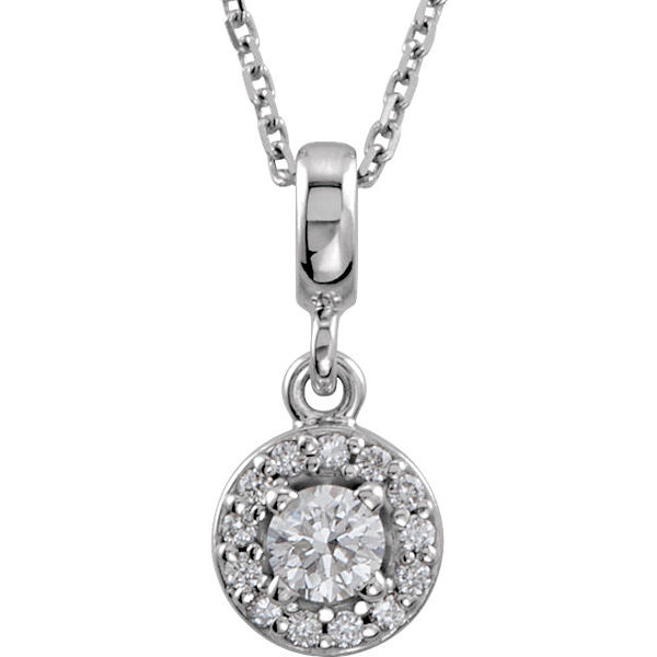 S90981W 14Kt White Gold Halo Necklace