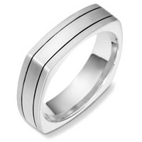 48259WE White Gold Contemporary Square Wedding Ring