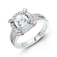 Item # E31946E - Vintage Rose & White Gold Halo Engagement Ring