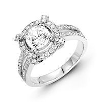 Item # E31946PP - Platinum Vintage Halo Diamond Engagement Ring