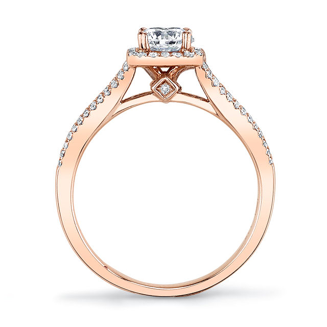 E32144R Rose Gold Halo Diamond Engagement Ring