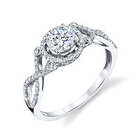 Item # E32529W - Twisted Diamond Halo Engagement Ring