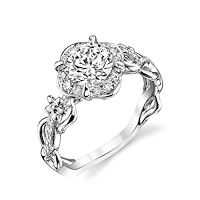 Item # E32741W - Floral Diamond Halo Engagement Ring