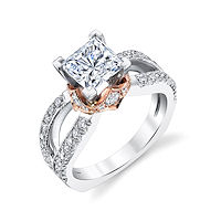 Item # E7044 - Rose & White Gold Diamond Engagement Ring