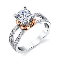 Item # E7045 - Rose & White Gold Diamond Engagement Ring