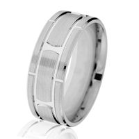 Item # G14647WE - 18K White Gold Brick-Style Classic Wedding Ring