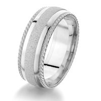 Item # G86860WE - 18Kt White Gold 8.0 MM Designed Wedding Ring