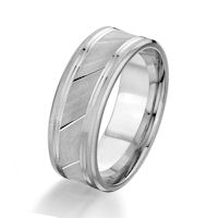 Item # G87032WE - 18K White Gold 8.0 MM Grooved Designed Wedding Ring