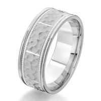 Item # G87135WE - 18Kt White Gold 8.0 MM Hammered Wedding Ring