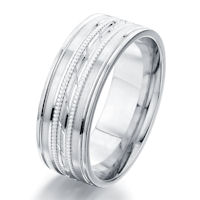 Item # G87152WE - 18Kt White Gold 8.0 MM Engraved Wedding Ring