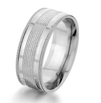 Item # G87175W - 14K White Gold Designed 8.0 MM Wedding Ring