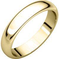 Item # H116804E - 18K Yellow Gold 4mm Wide High Dome Plain Wedding Band