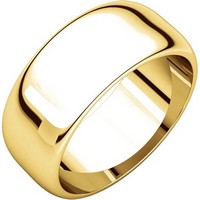 Item # H123838E - 18K Plain Wedding Band Yellow Gold 8 mm Wide High Dome