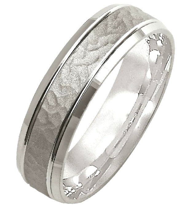 Comfort-Fit Carved Wedding Band in Palladium for Men (6mm) - UB182