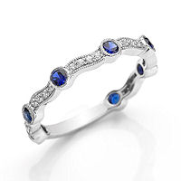 Item # M31902W - 14K White Gold Diamond & Sapphire Stackable Ring