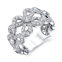 Item # M31965WE - 18K White Gold Floral 1.05 Ct TW Diamond Ring
