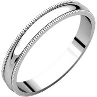 Item # N23853W - 14K White Gold Milgrain 3 MM Wide Plain Wedding Ring