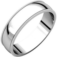 Item # N23875PP - Platinum 5mm Wide Milgrain Edge Plain Wedding Ring