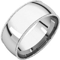 Item # NX238910W - 14K White Gold Wedding Ring 10.0mm Milgrain 