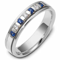 Item # S47243NWE - 18K Blue Sapphire and Diamond Wedding Ring