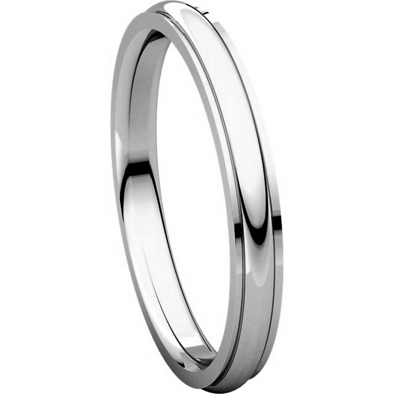 S5780W 14K White Gold 2.5mm Comfort Fit Edge Band