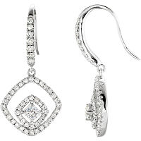 Item # S73917W - 14Kt White Gold Dangle Diamond Earrings