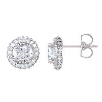 Item # S742801W - 14Kt White Gold Diamond Halo Earrings