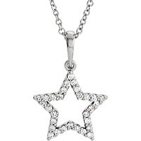 Item # S90097W - 14K White Gold Star Diamond Pendant
