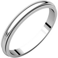 Item # TH238425W - 14K White Gold Comfort Fit 2.5mm Milgrain Edge  Ring